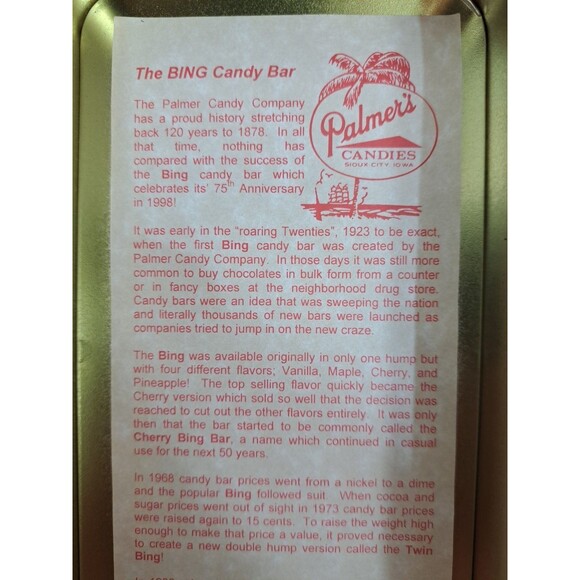 Vintage Twin Bing 75th Anniversary Advertising Tin Box With Paper - Picture 5 of 6